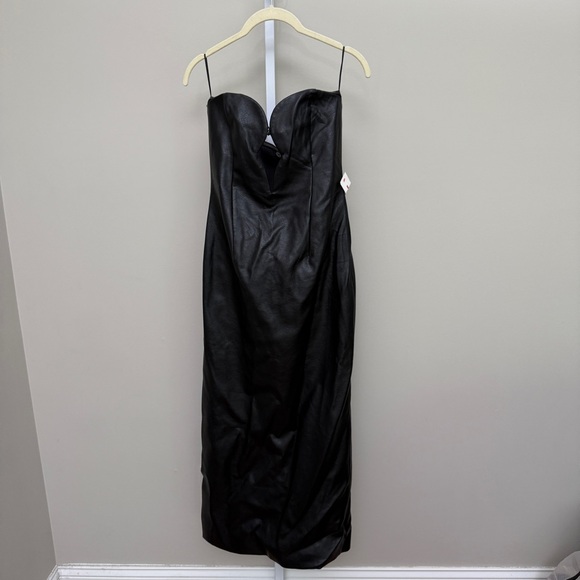 Bardot Eleni Vegan Leather Midi Dress In Black size 4 new with tags - Picture 3 of 8